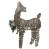 32" 3D Pre-Lit Standing Rattan Reindeer with Ivory Bow and Pine Boughs and Cones Outdoor Christmas Decoration