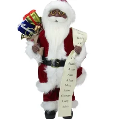 16" African American Santa Claus with Naughty or Nice List Christmas Figure