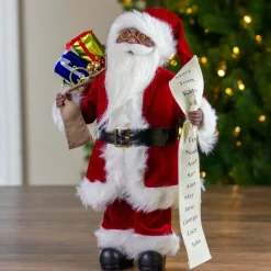 16" African American Santa Claus with Naughty or Nice List Christmas Figure