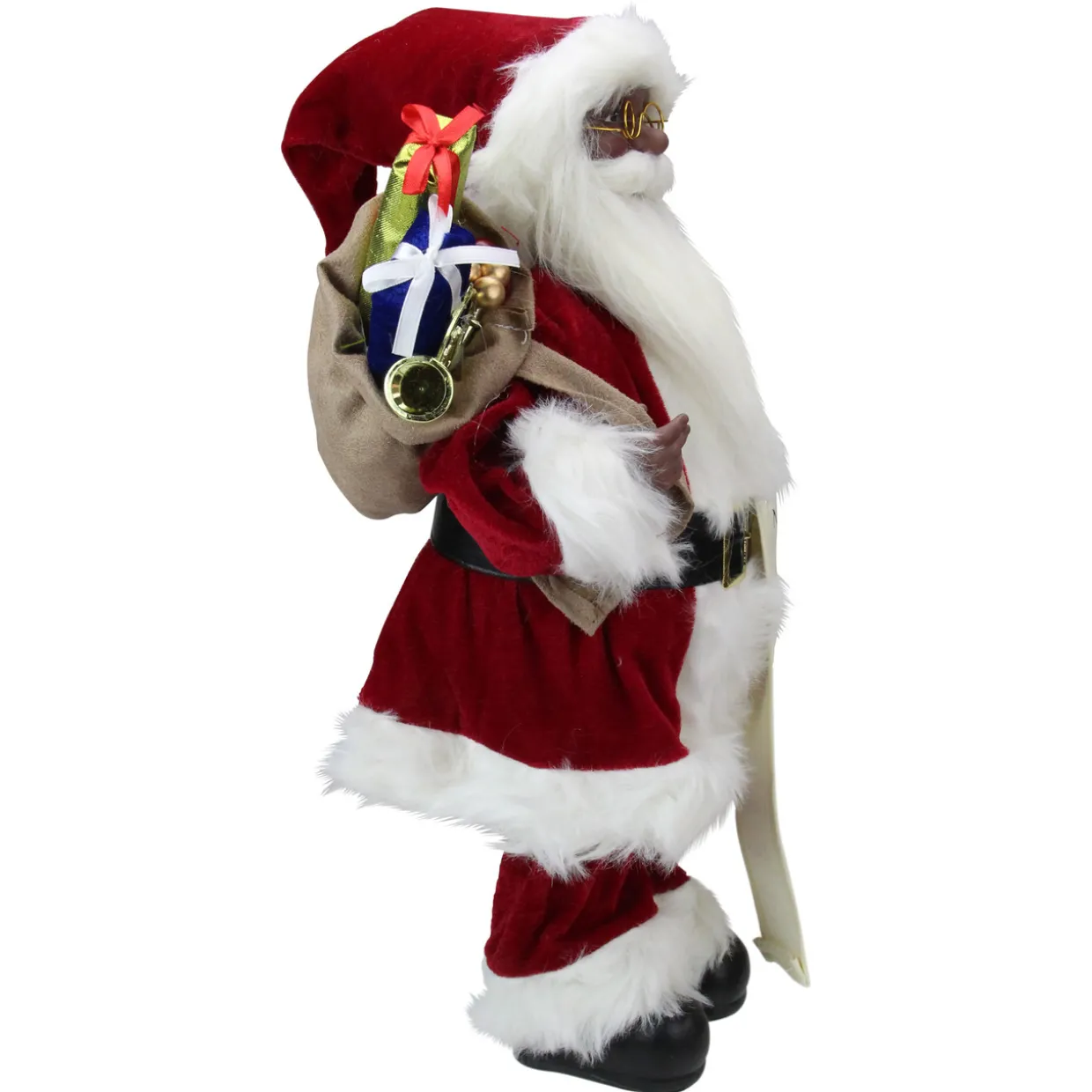 16" African American Santa Claus with Naughty or Nice List Christmas Figure