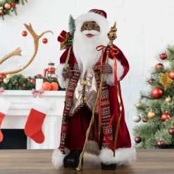 24" African American Santa Claus with Gift Bag Christmas Figure
