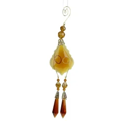 9" Amber and Gold Faceted Beads Christmas Pendant Ornament