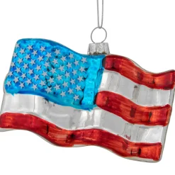 4" American Flag Glass Christmas Ornament