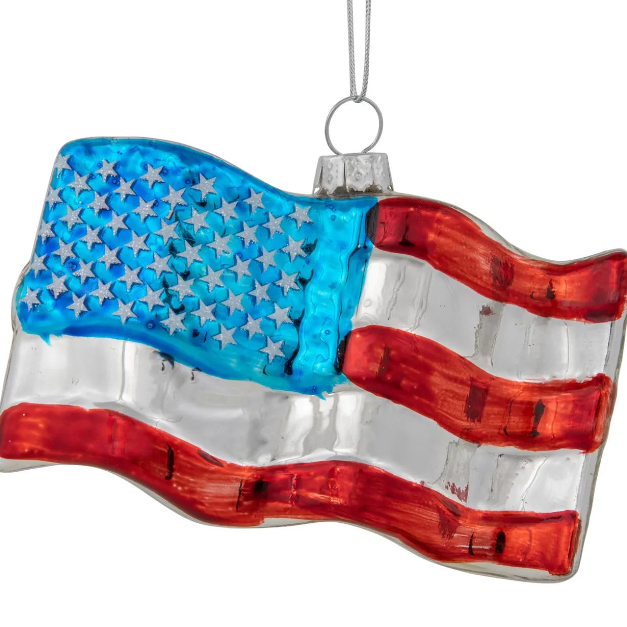 4" American Flag Glass Christmas Ornament