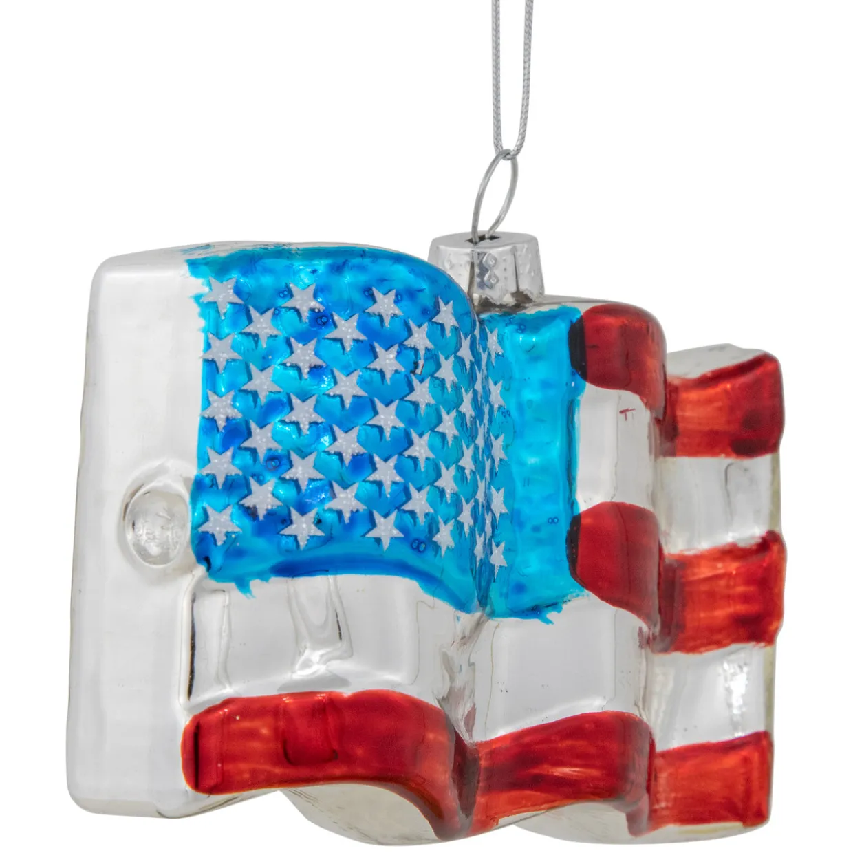 4" American Flag Glass Christmas Ornament