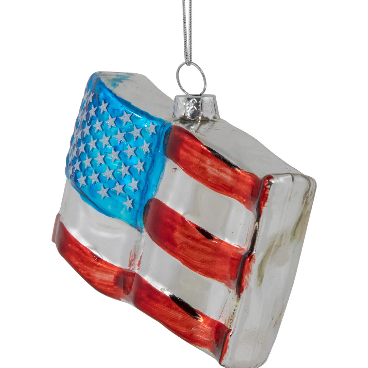 4" American Flag Glass Christmas Ornament