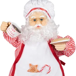 24" Animated and Musical Chef Santa Claus With Hot Cocoa and Cookie Christmas Figure