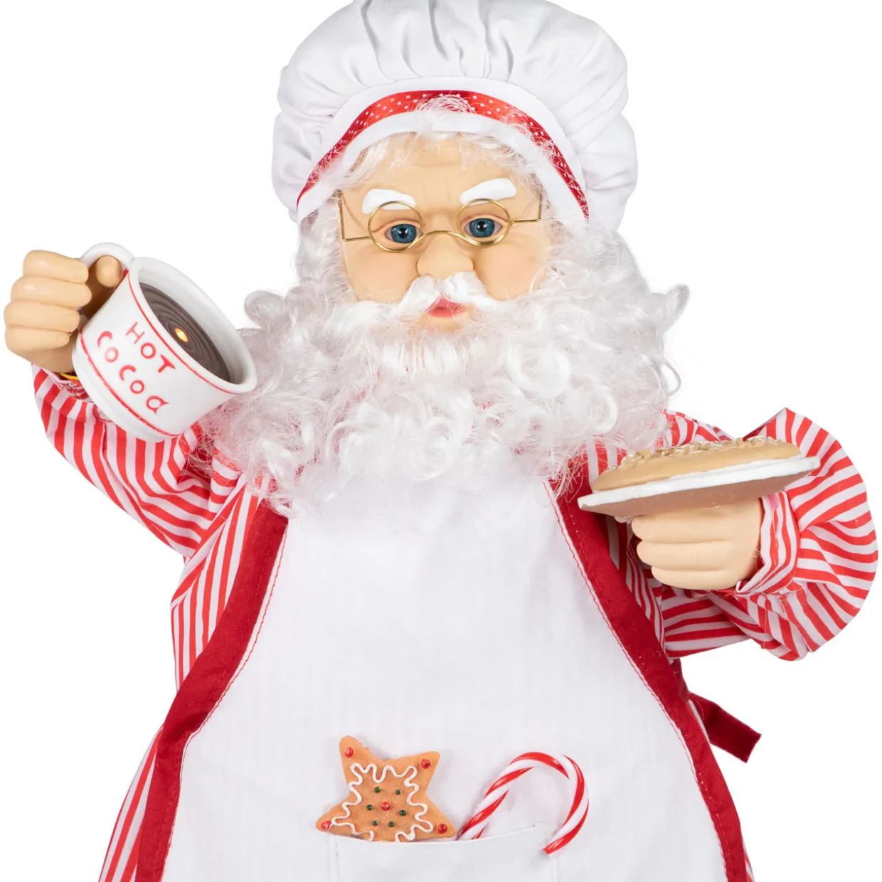 24" Animated and Musical Chef Santa Claus With Hot Cocoa and Cookie Christmas Figure