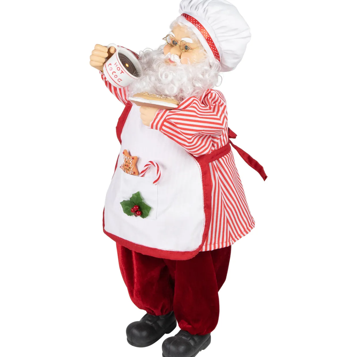 24" Animated and Musical Chef Santa Claus With Hot Cocoa and Cookie Christmas Figure