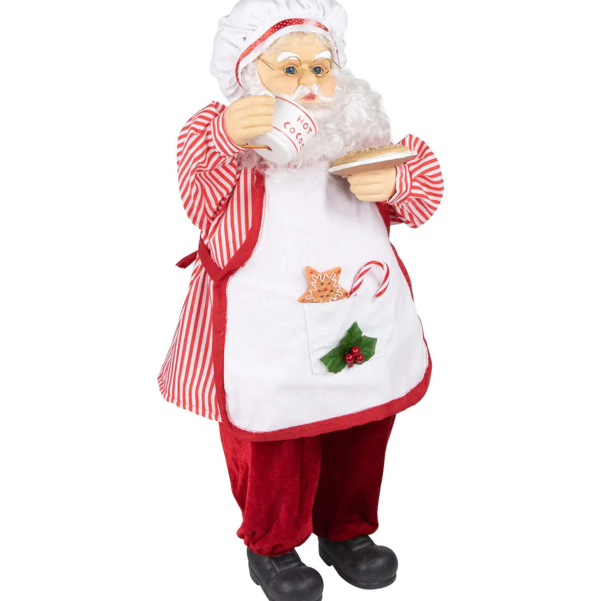 24" Animated and Musical Chef Santa Claus With Hot Cocoa and Cookie Christmas Figure