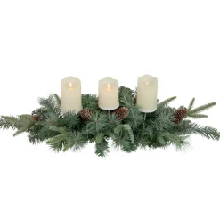 32" Artificial Mixed Pine and Pine Cones Christmas Candle Holder Centerpiece