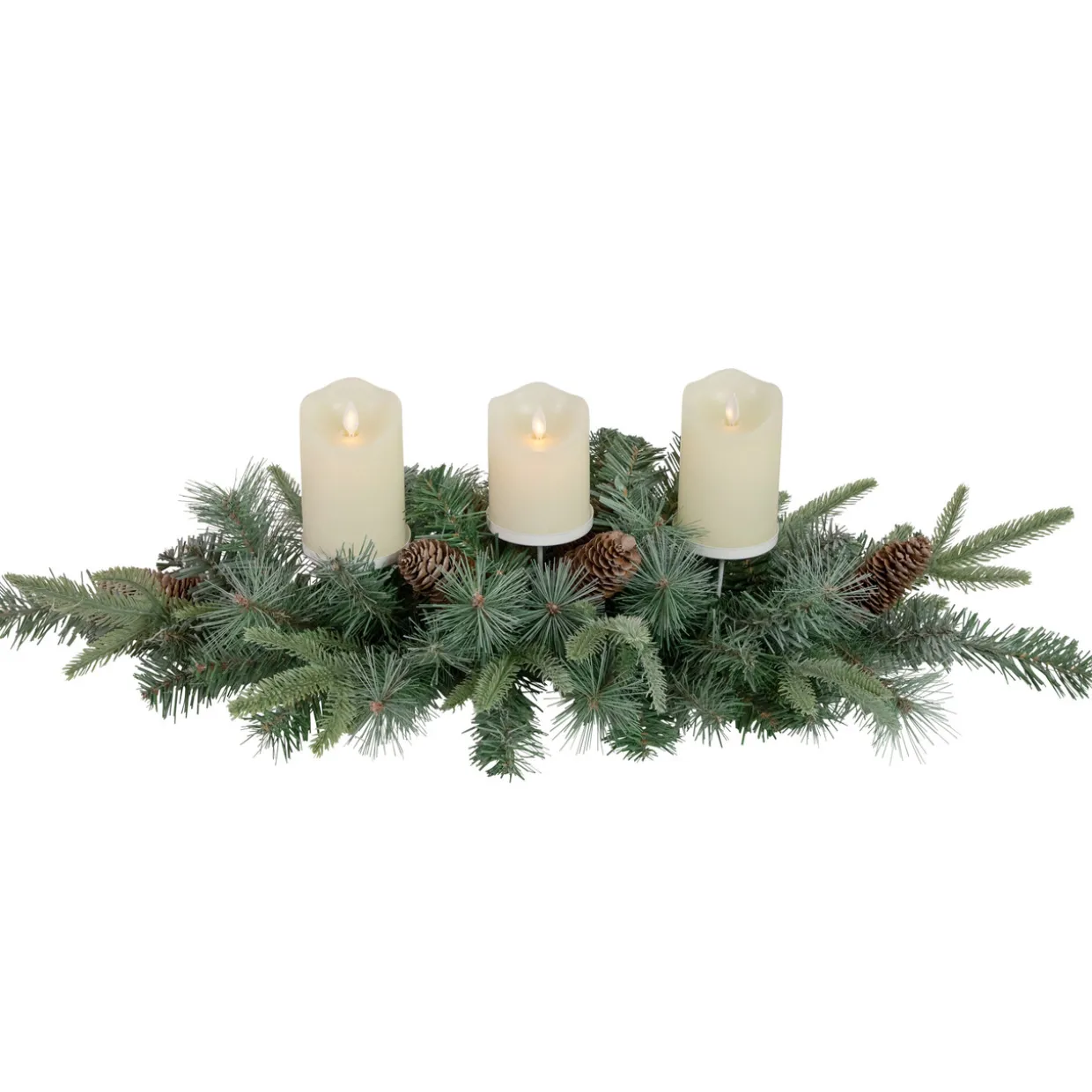 32" Artificial Mixed Pine and Pine Cones Christmas Candle Holder Centerpiece