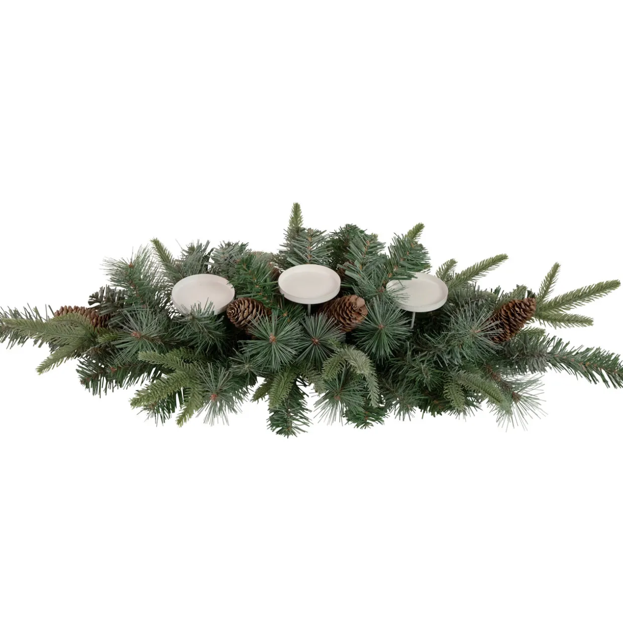32" Artificial Mixed Pine and Pine Cones Christmas Candle Holder Centerpiece