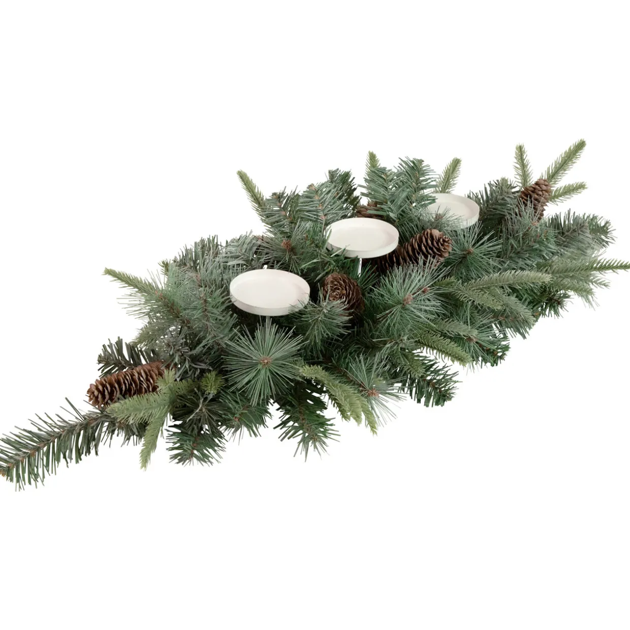 32" Artificial Mixed Pine and Pine Cones Christmas Candle Holder Centerpiece