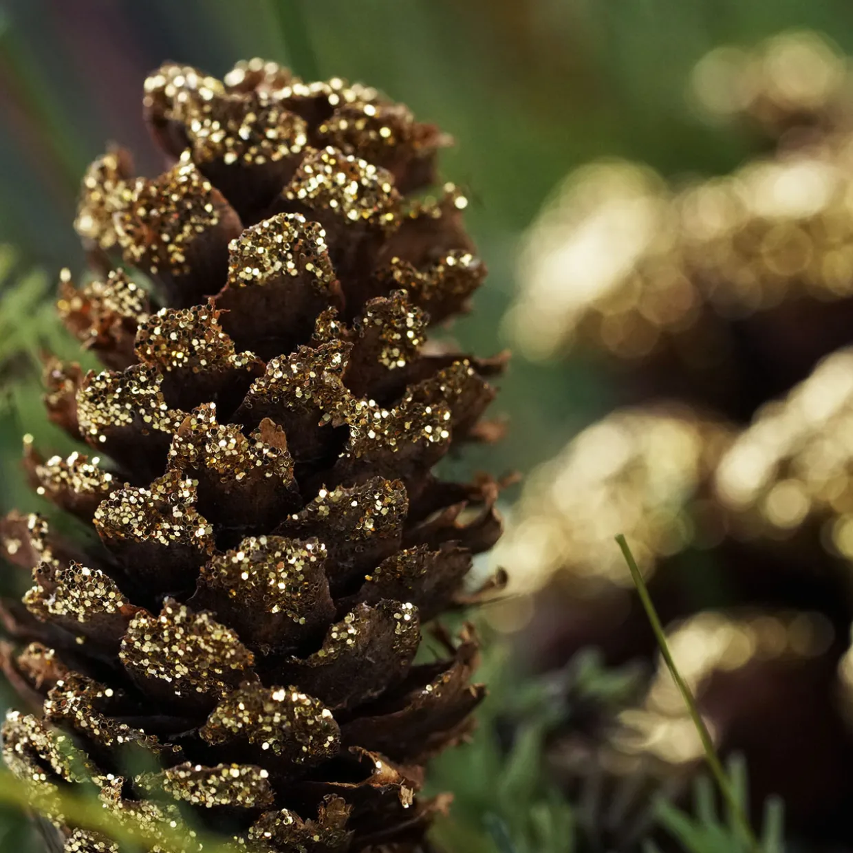 30" Artificial Mixed Pine with Pine Cones and Gold Glitter Christmas Wreath - Unlit