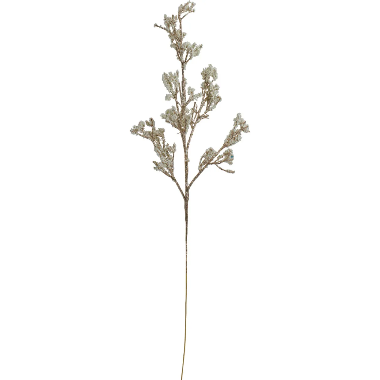 30" Artificial White and Champagne Gold Beaded Twig Christmas Spray