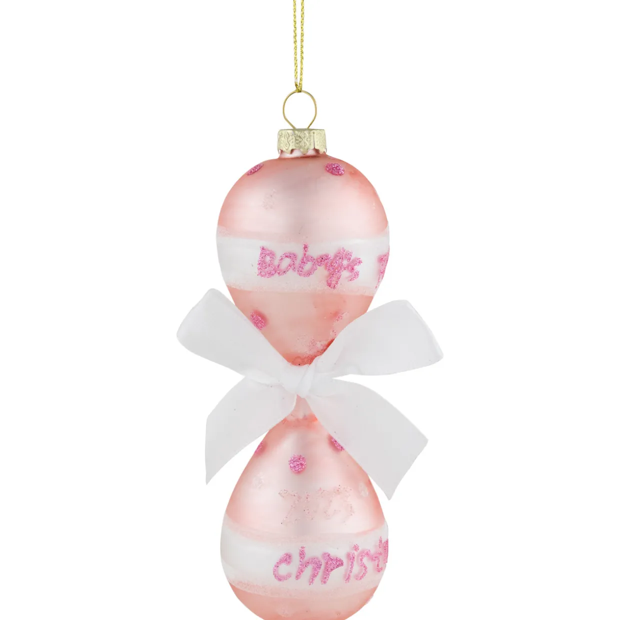 5" Baby Girl's First Christmas 2023 Glass Ornament