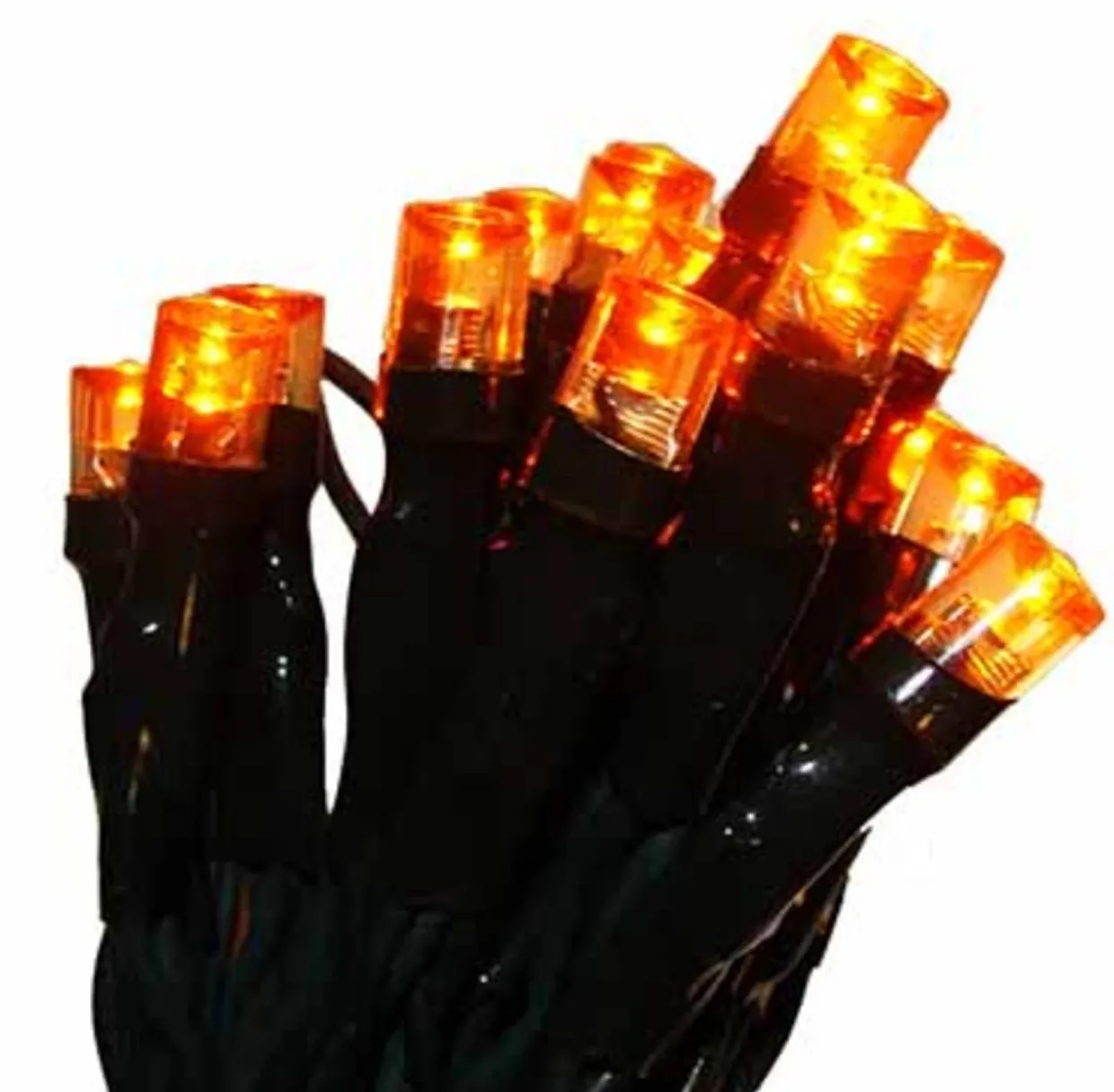 20 Battery Operated Amber LED Wide Angle Mini Christmas Lights - 6.25 ft Green Wire