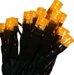 20 Battery Operated Amber LED Wide Angle Mini Christmas Lights - 6.25 ft Green Wire
