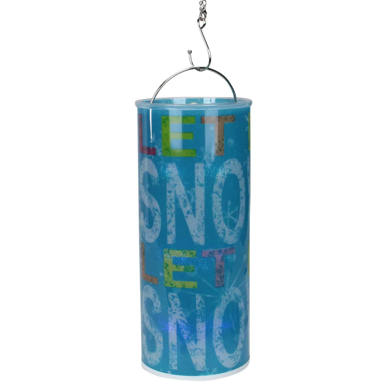 12" Battery Operated Blue Color Changing LED 'LET IT SNOW' Snowflake Motif Christmas Lantern