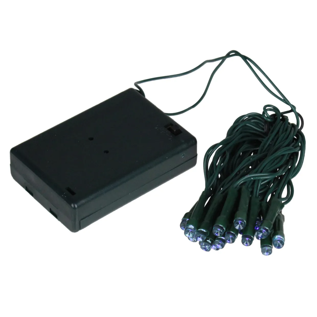 20 Battery Operated Blue LED Wide Angle Christmas Lights - 6.25 ft Green Wire