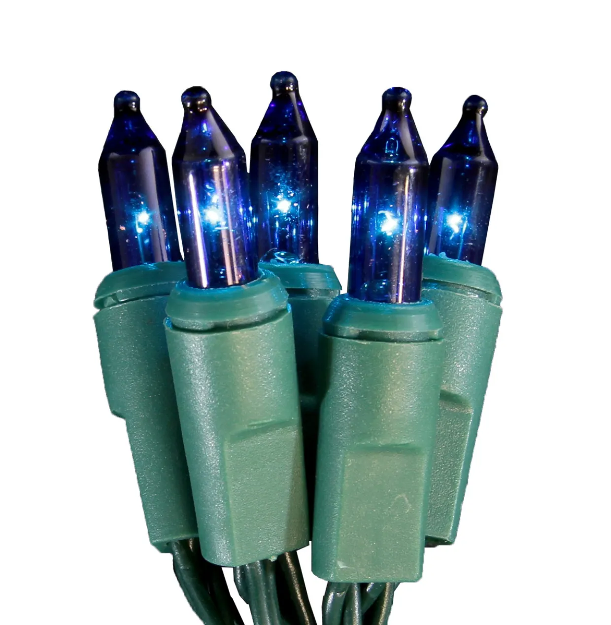 20 Battery Operated Blue LED Mini Christmas Lights - 9.8 ft Green Wire