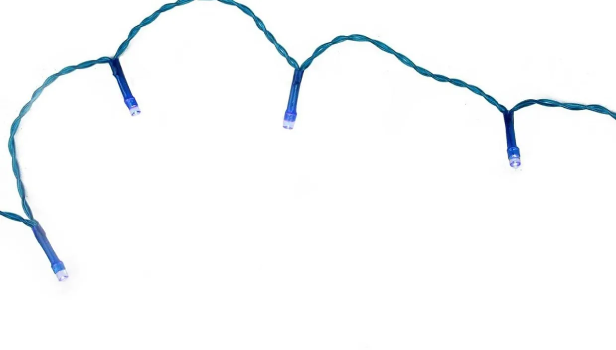 20 Battery Operated Blue LED Wide Angle Christmas Lights - 6.25 ft Blue Wire