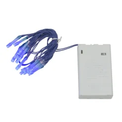 15 Battery Operated Blue Micro LED Christmas Lights - 4.8 ft Blue Wire