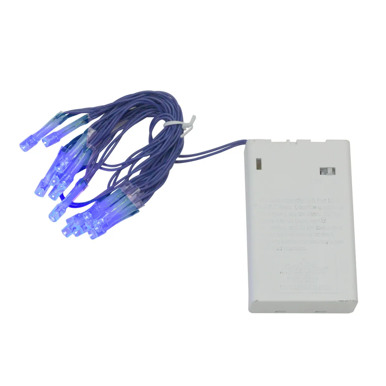 15 Battery Operated Blue Micro LED Christmas Lights - 4.8 ft Blue Wire