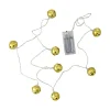 8 Battery Operated Gold LED Jingle Bell Christmas Lights - Clear Wire