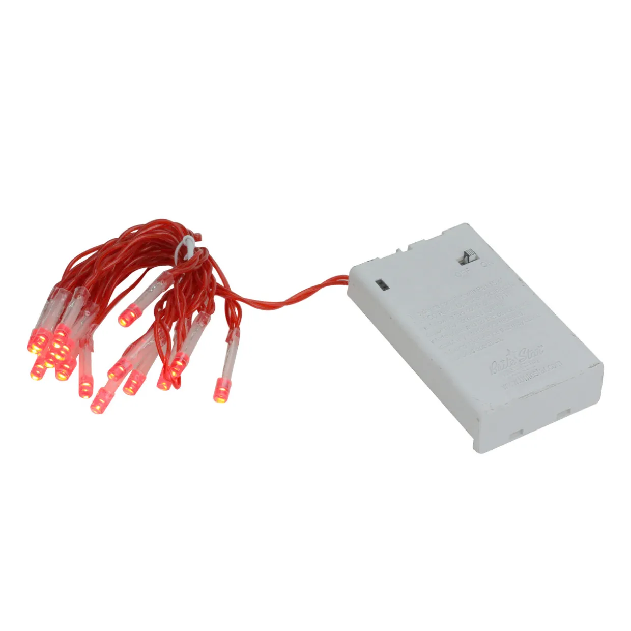 15 Battery Operated Orange LED Micro Wide Angle Mini Christmas Lights - 4.8 ft Red Wire