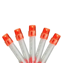 15 Battery Operated Orange LED Mini Christmas Lights - 4.8 ft Red Wire