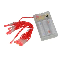 15 Battery Operated Orange LED Mini Christmas Lights - 4.8 ft Red Wire