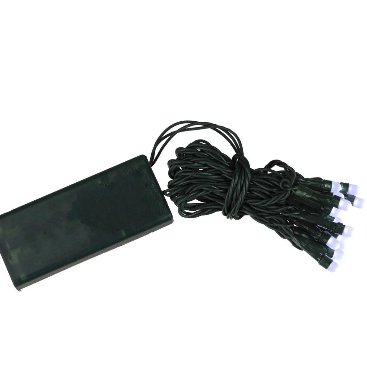 20 Battery Operated White LED Micro Rice Christmas Lights with Timer - Green Wire