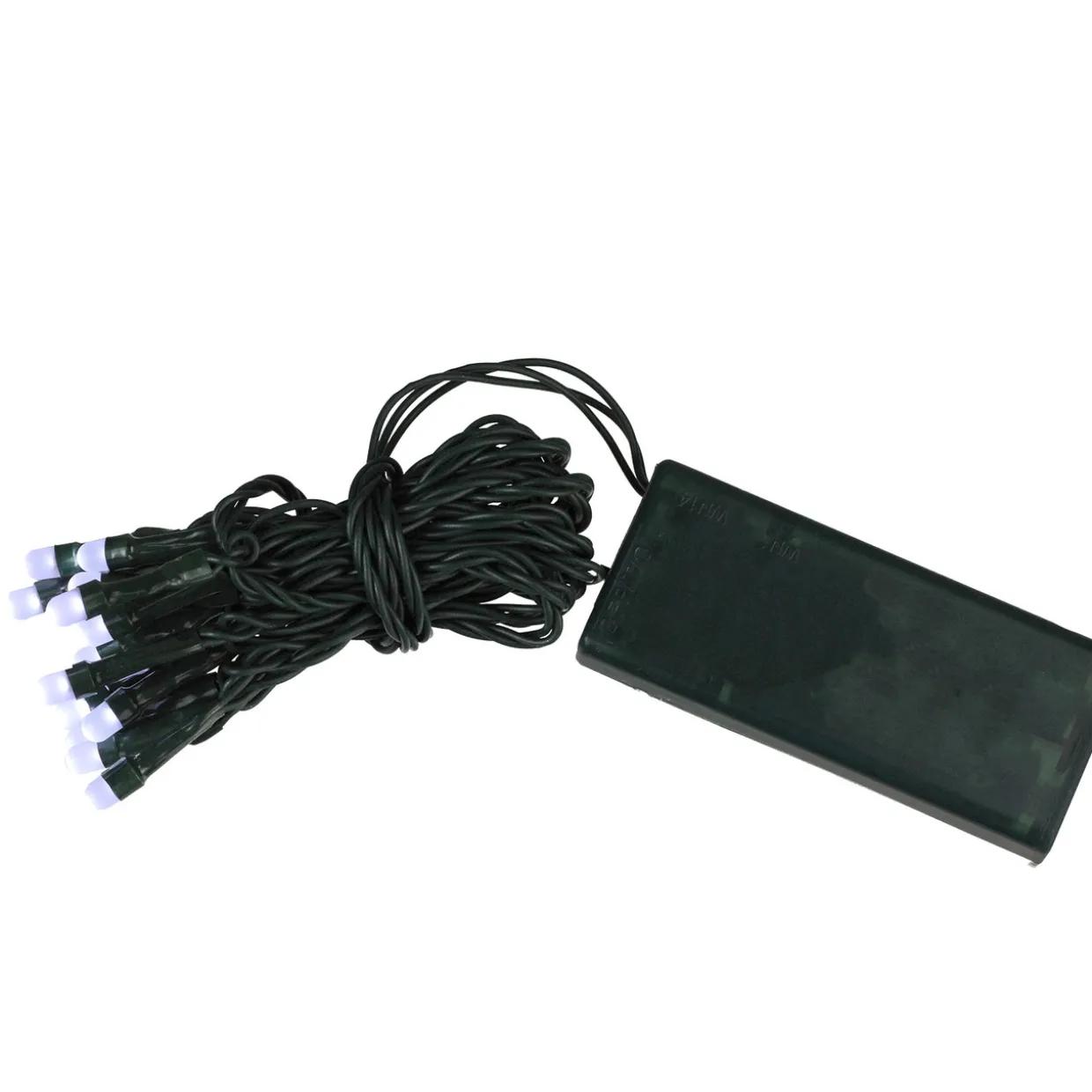 20 Battery Operated White LED Micro Rice Christmas Lights with Timer - Green Wire