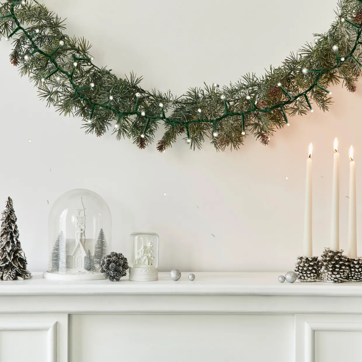 20 Battery Operated White LED Micro Rice Christmas Lights with Timer - Green Wire