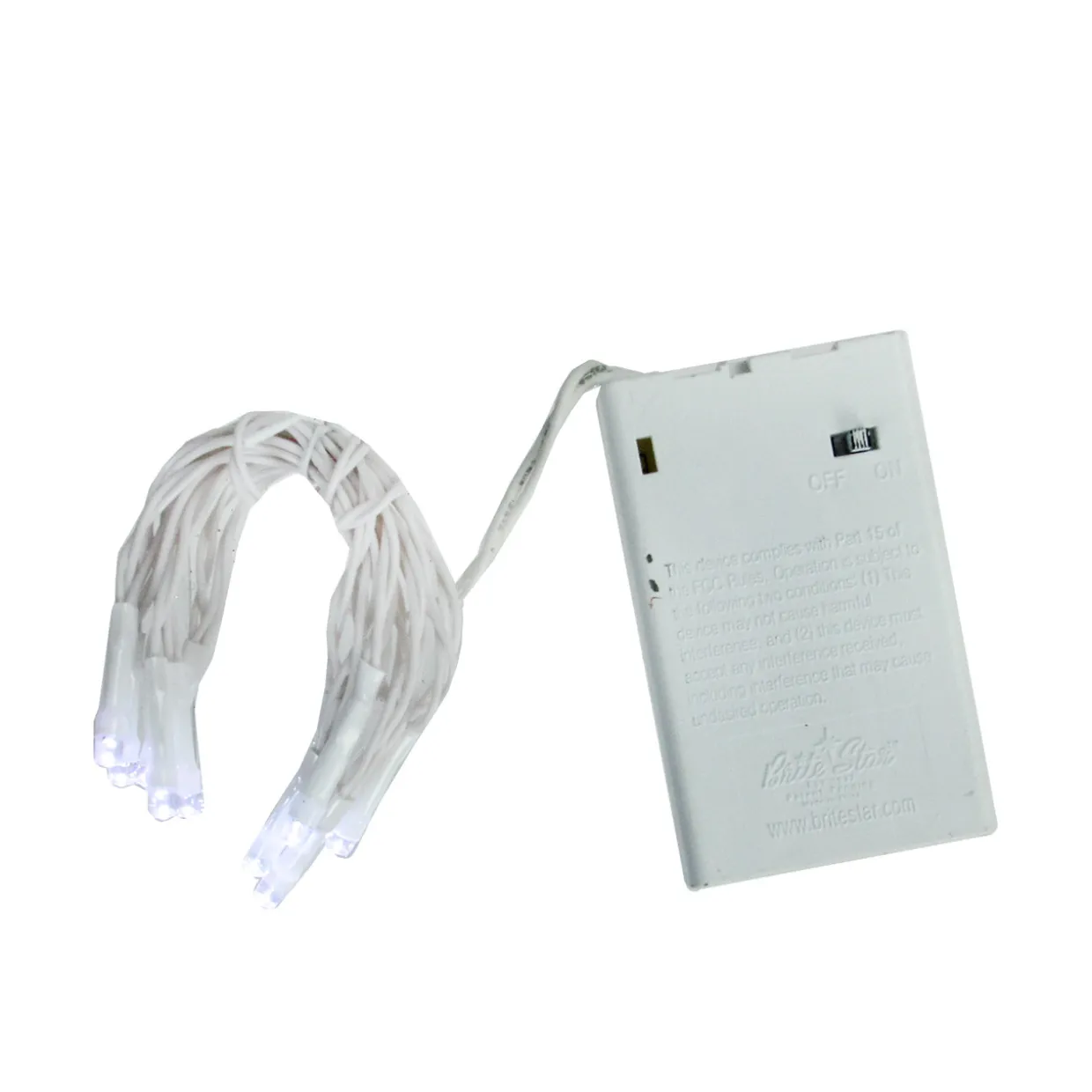 10 Battery Operated White LED Wide Angle Christmas Lights - 3 ft White Wire