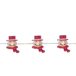 20 Battery Operated White Snowman LED Christmas Lights - 6 ft Silver Wire