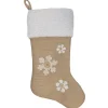 20.5" Beige and Ivory Snowflake Embroidered Christmas Stocking
