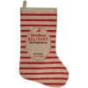 19" Beige and Red Striped "Christmas Delivery" Stocking With Loop