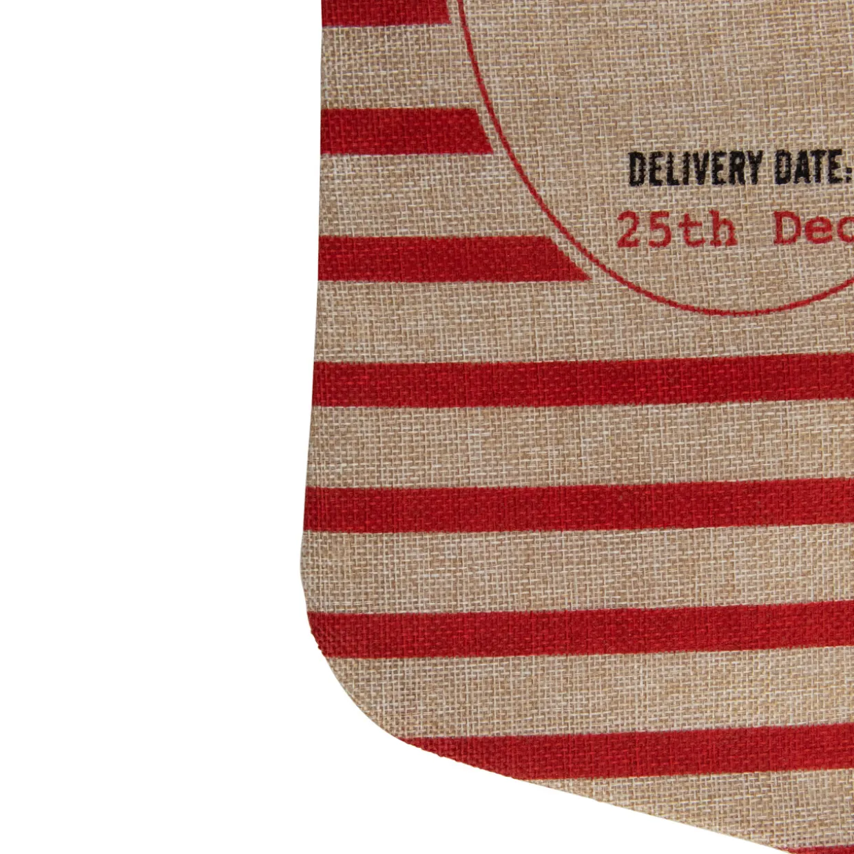 19" Beige and Red Striped "Christmas Delivery" Stocking With Loop