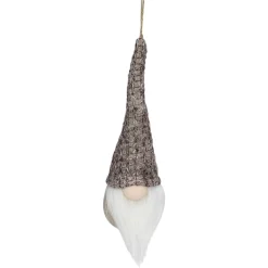 8" Beige and White Hanging Gnome Christmas Ornament