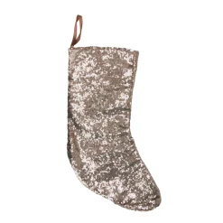 17.5" Beige Paillette Sequins Hanging Christmas Stocking