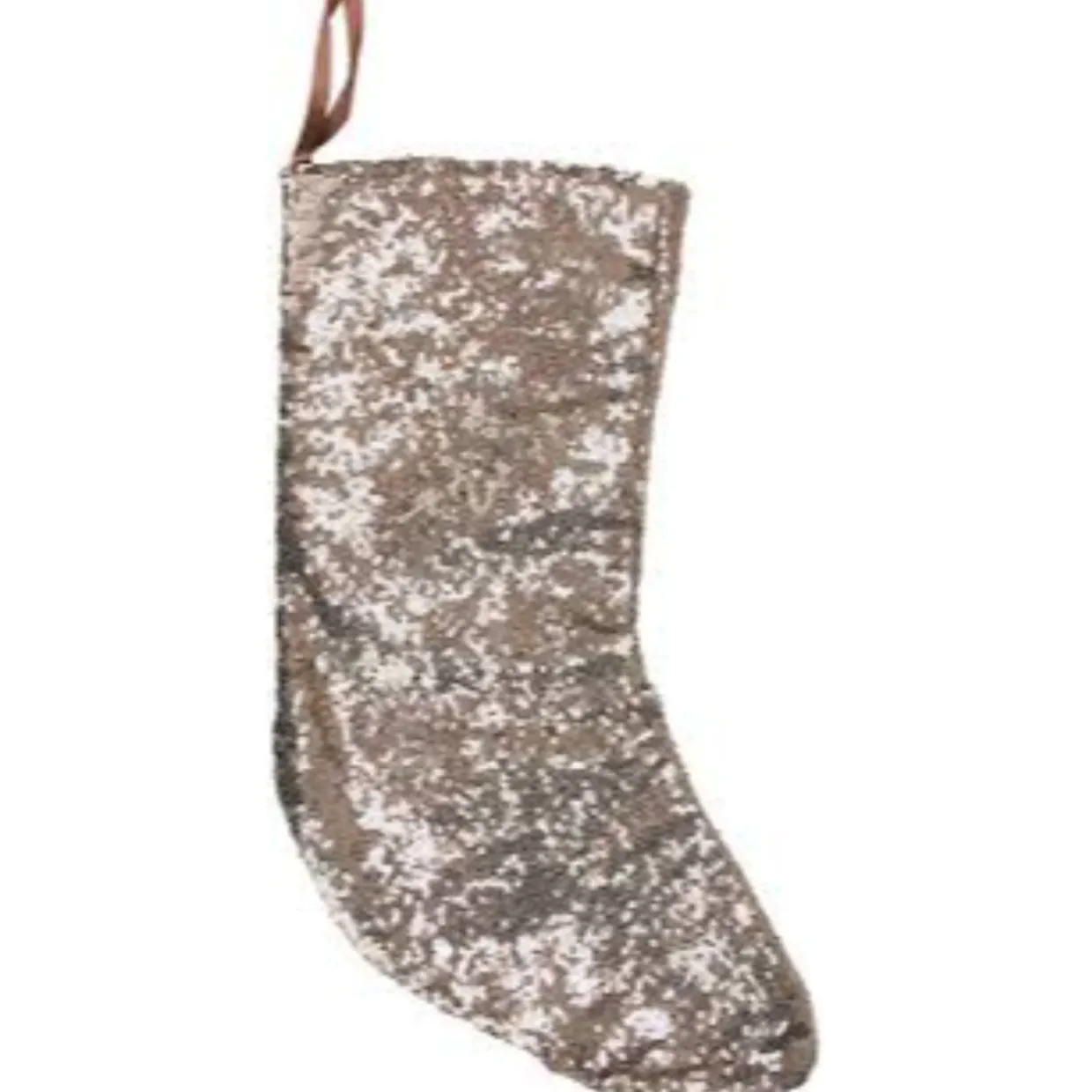 17.5" Beige Paillette Sequins Hanging Christmas Stocking
