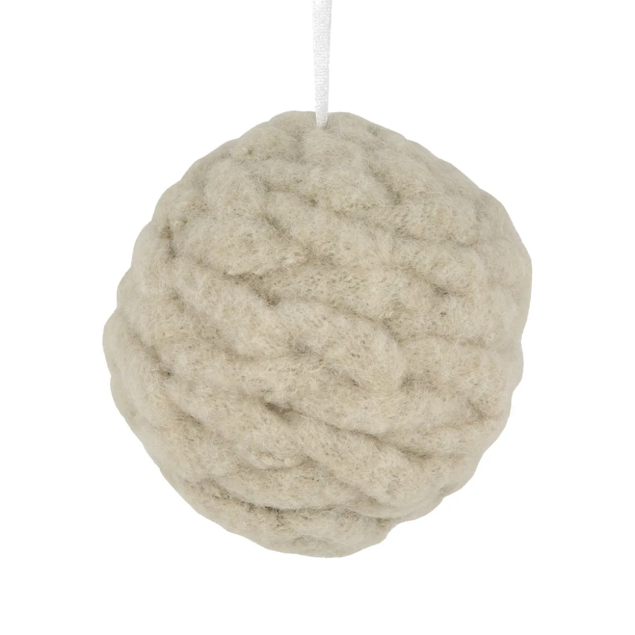 3.75" Beige Woven Yarn Ball Hanging Christmas Ornament