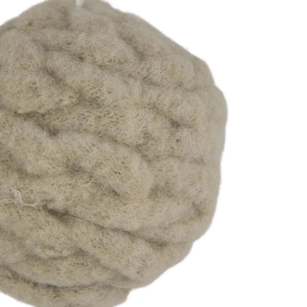 3.75" Beige Woven Yarn Ball Hanging Christmas Ornament