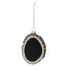 4.25" Black and Brown Oval Chalkboard Tree Stump Glass Christmas Ornament