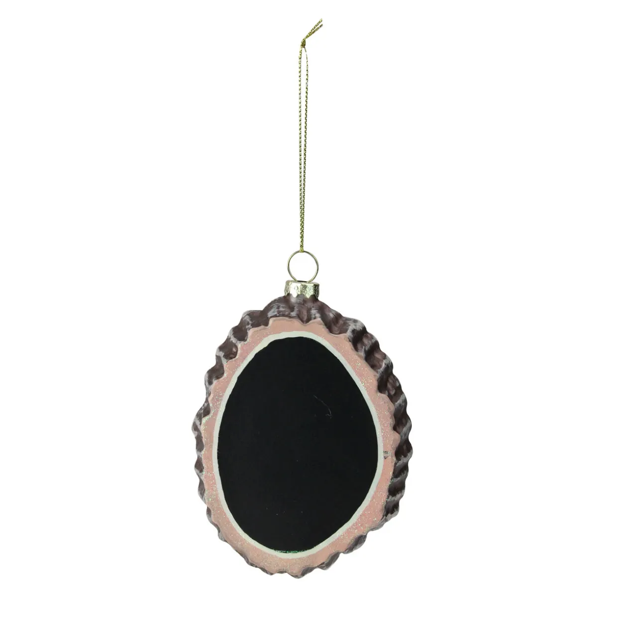 4.25" Black and Brown Oval Chalkboard Tree Stump Glass Christmas Ornament