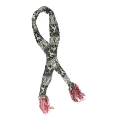 59" Black and Cream Knit Reindeer Nordic Design Christmas Scarf