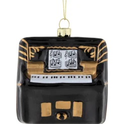 3" Black and Gold Organ Glass Christmas Ornament